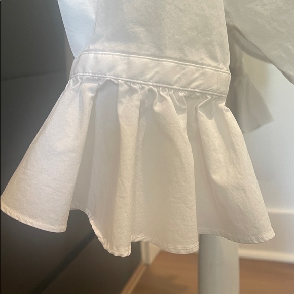 Ralph Lauren Cotton Preppy Ruffle Blouse With Flutter Cuffs Size XL - Picture 3 of 6